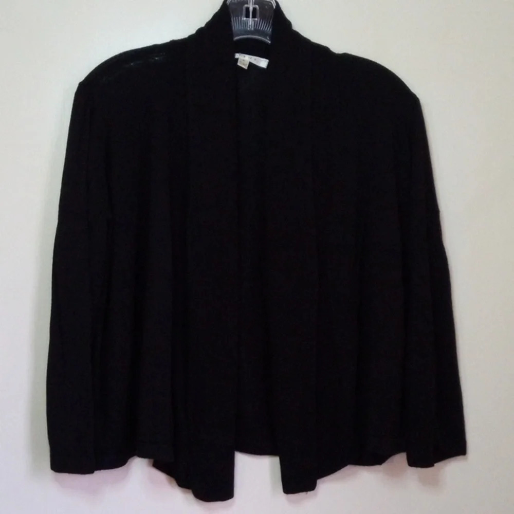 Cyrus black cropped drape cardigan with 3/4 length sleeves women's size large